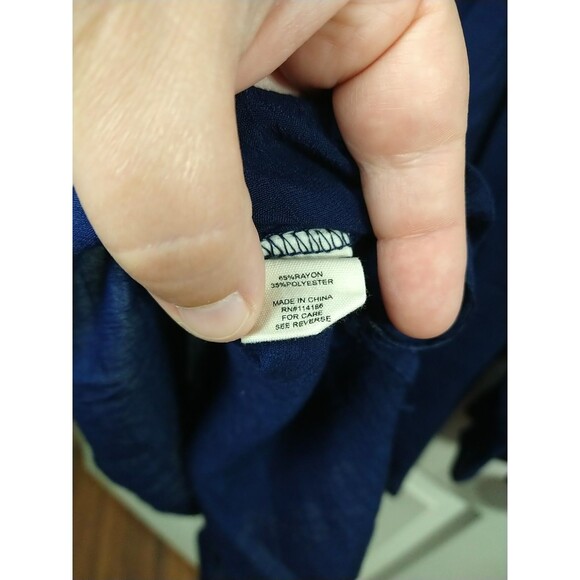 Retrology Blouse Woman L Blue Boho Chic Lagenlook Semi Sheer Balloon Ruffle... - Picture 6 of 8